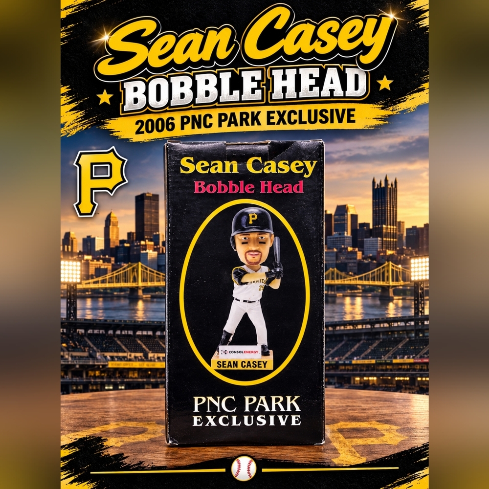 Vintage Sean Casey Bobble Head - Black Yellow Baseball Exclusive Limited Edition